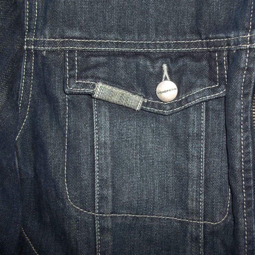 MONOPATIN South Korean Streetwear Double Zipper Skate Skateboard Denim Jacket M - Picture 8 of 12